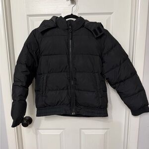 BEAR USA black puffer down filled jacket black detachable hood size large youth
